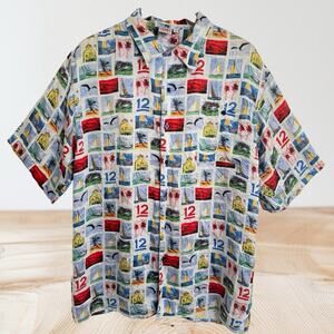 12 Metre Gear 100% Silk Yachting Shirt Sz XL Mens Nautical Short Sleeve Sailing